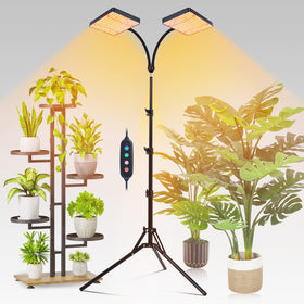 FECiDA 2026 two-head grow light on stand ready for indoor gardening setup