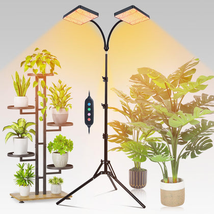 FECiDA 2026 two-head grow light on stand ready for indoor gardening setup