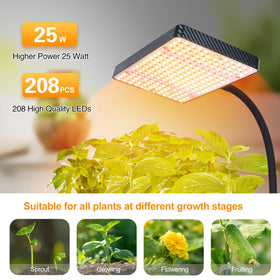 Full spectrum LED setup with 208 LEDs mimics natural daylight for indoor gardening