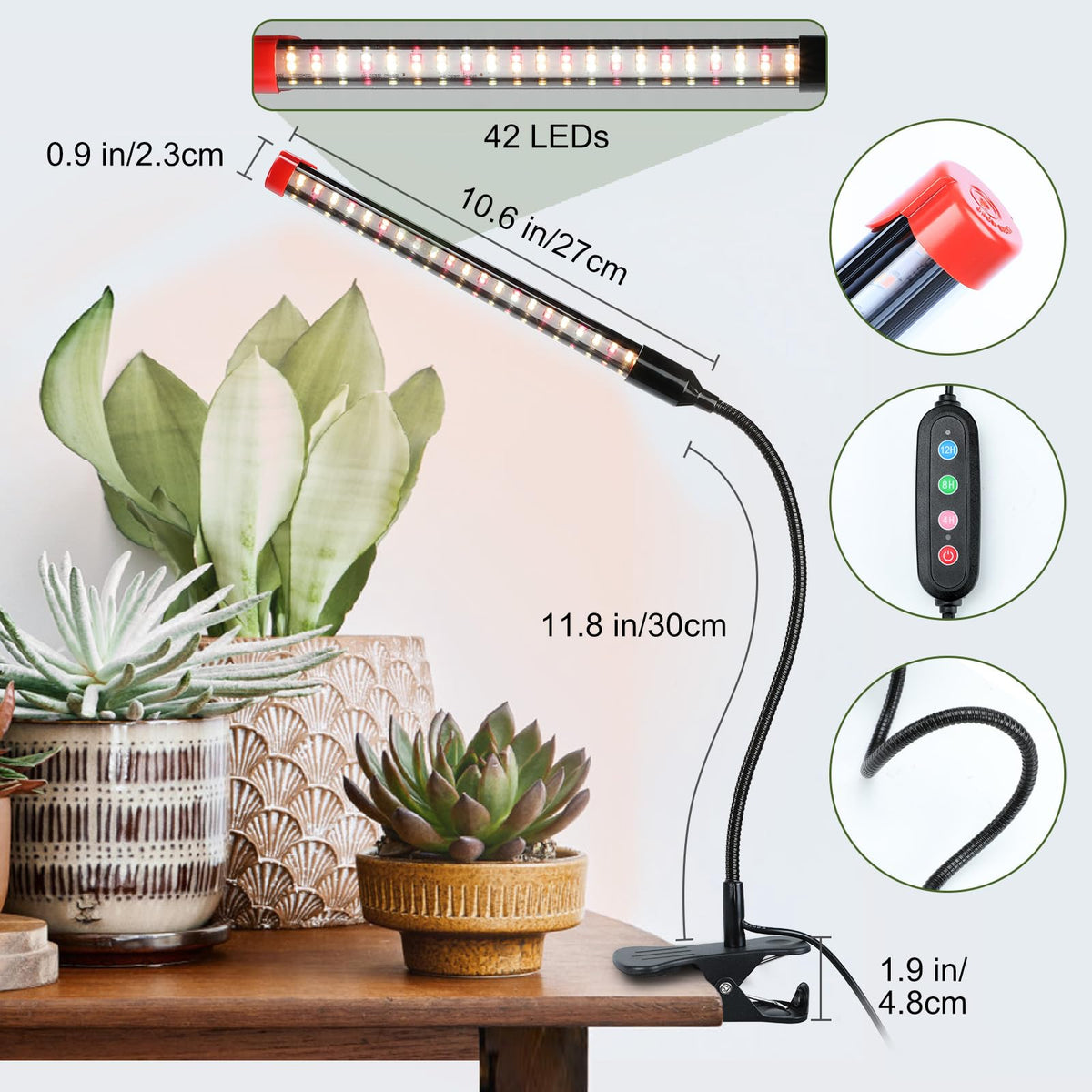 FECiDA clip-on panel mount saves desk space for plants.