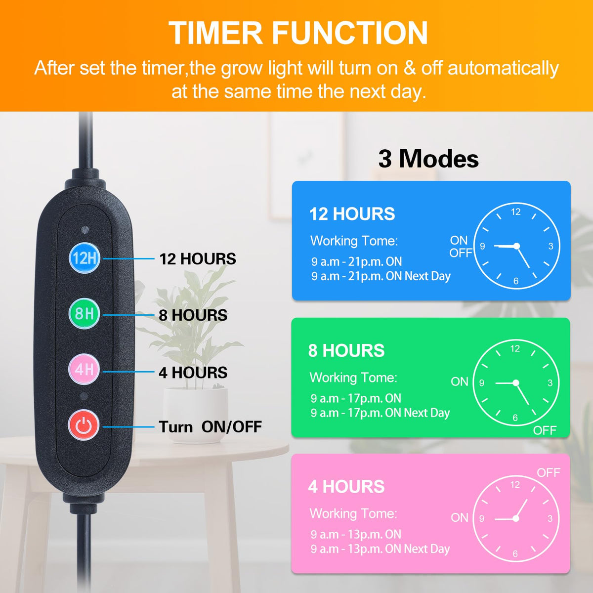 FECiDA timer interface demonstrates easy 4/8/12/16/20-hour scheduling for daily cycles.