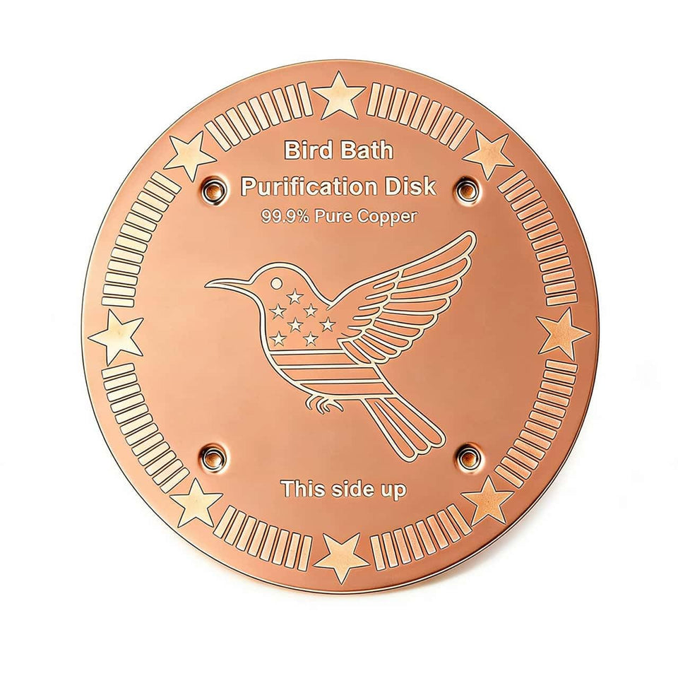 FeciFeco birdbath copper disc purifies water for healthier birds