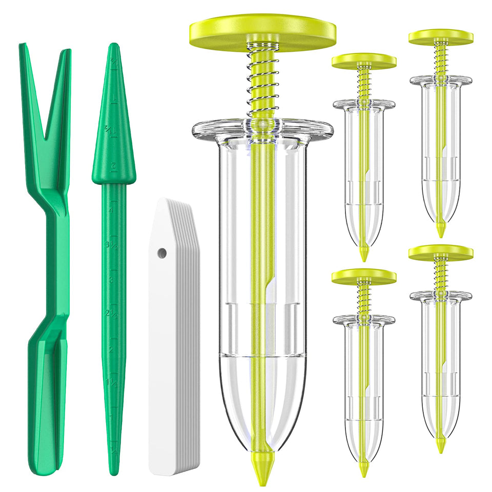 Fecsam 17 pack seed planter tool set for precise placement in rows.