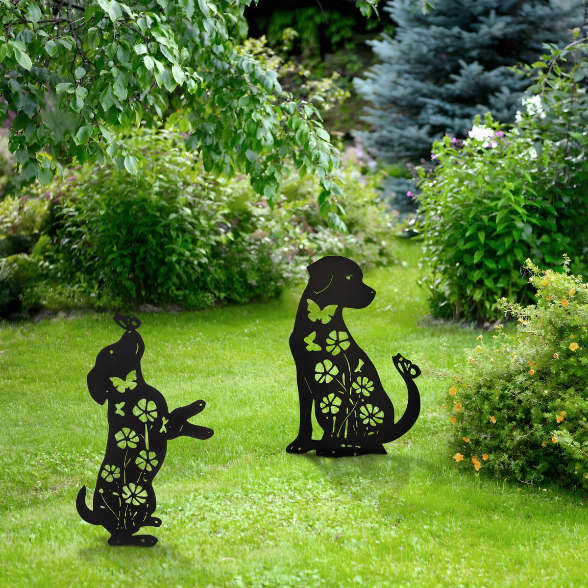 Fectzuea patio and lawn decor dog stake enhancing greenery areas.