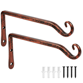 FEED GARDEN 10-inch hanging plant bracket on wall, supports heavy pots and bird feeders.