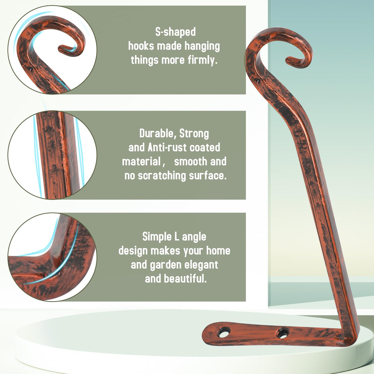 FEED GARDEN bird feeder hanger with rust-resistant iron for outdoors.