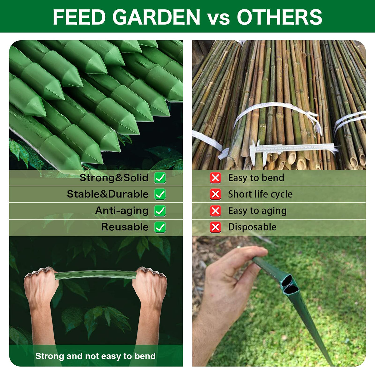 FEED GARDEN easy-install stake 83in blends with greenery