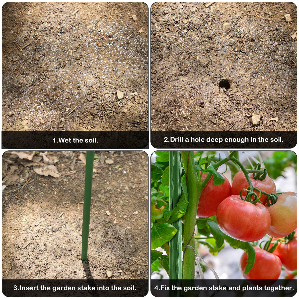 FEED GARDEN spiral-surface stake 83in shows easy soil insertion