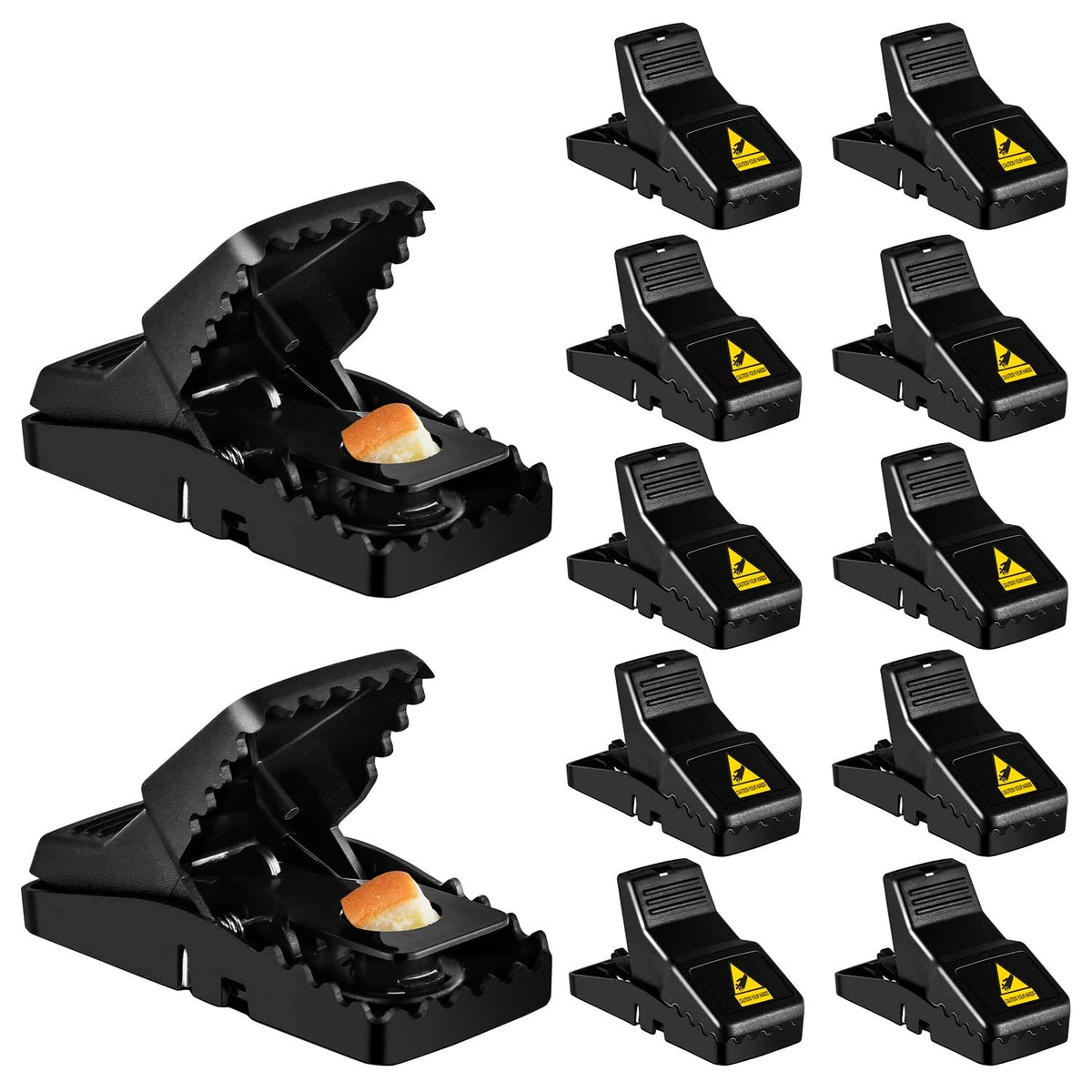 Feeke Mouse Trap 12-pack packaging shows safe, versatile indoor/outdoor use.