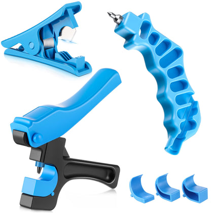 Feekoon 2-in-1 punch in action for clean 0.16 inch holes in 1/2 in PE tubing