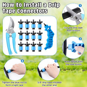 Feekoon 5-8 drip tape tubing assembly showing steady water flow.