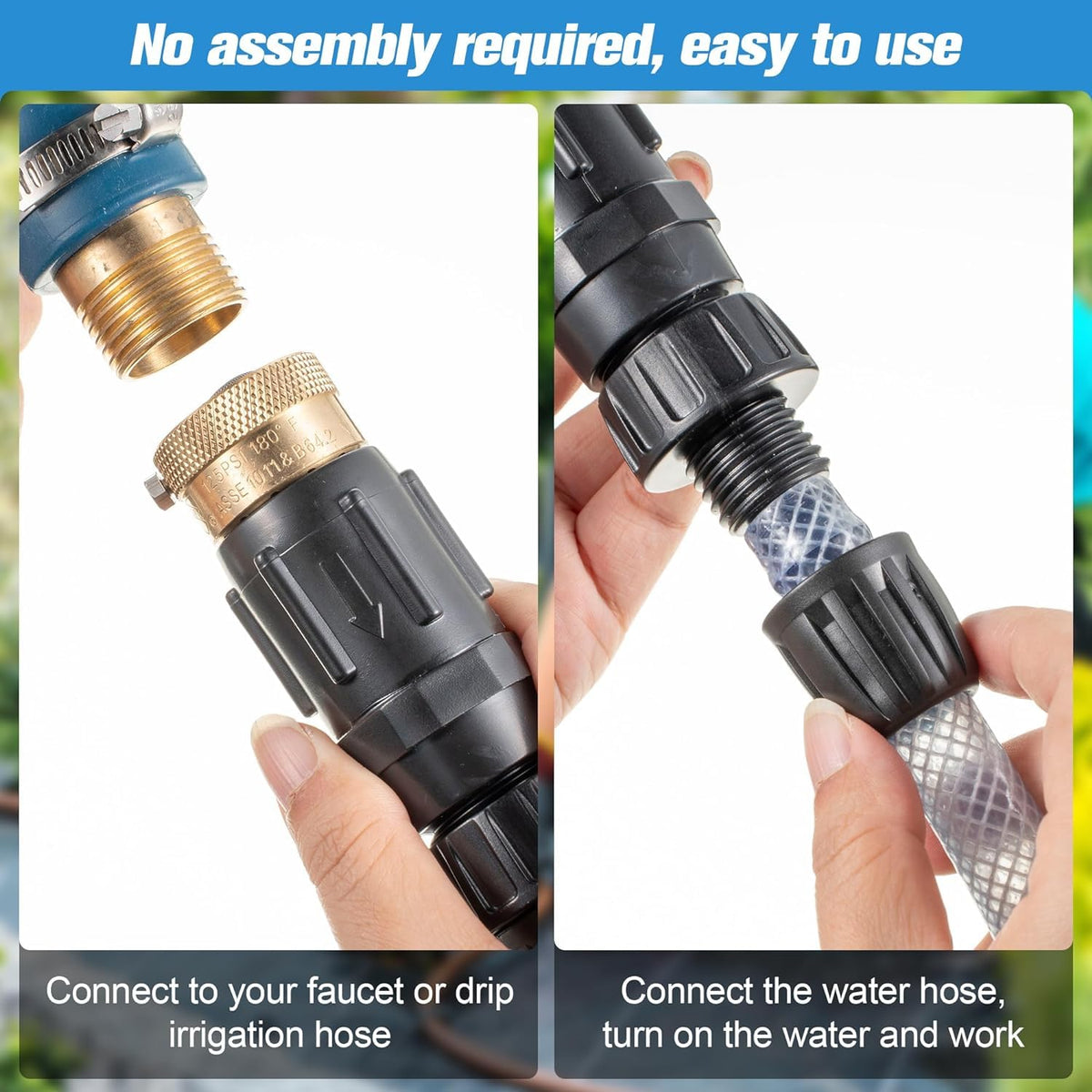 Feekoon brass and ABS materials endure weather for durable irrigation.