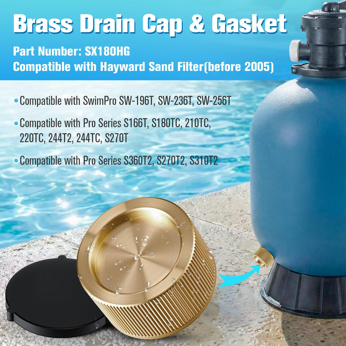 Feekoon brass drain cap close-up showing sturdy construction
