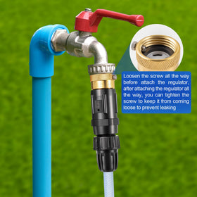 Feekoon pressure regulator maintains steady irrigation pressure for uniform watering.