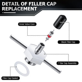 Feekoon filler cap gasket and pin package aids leak-free operation
