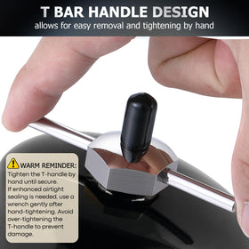 Feekoon T-bar handle closeup enables easy hand tightening