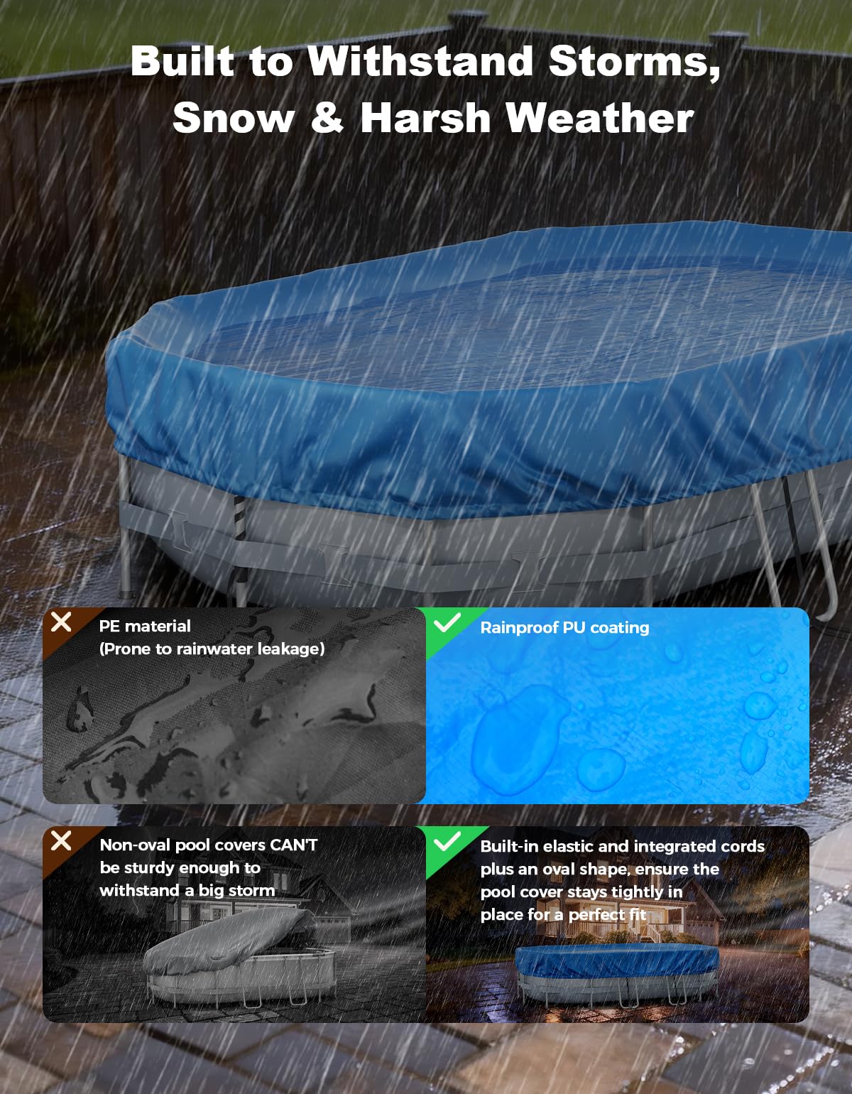 Feelife 5-layer heavy-duty design for durable oval pool protection