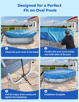 Feelife cover fits 16x10 and 14x8.2 oval pools for versatile coverage