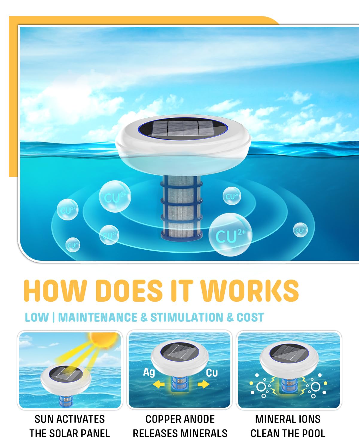 FEHOKINCH solar pool cleaner cleaning brush for periodic maintenance.