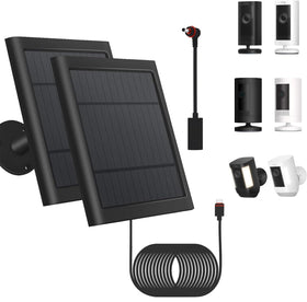 Fehuatenda Ring solar panel 2-pack powering cameras outdoors with steady daylight charging