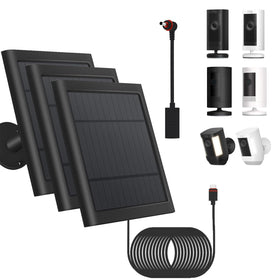 Fehuatenda solar panel mounted on eaves powering a security camera