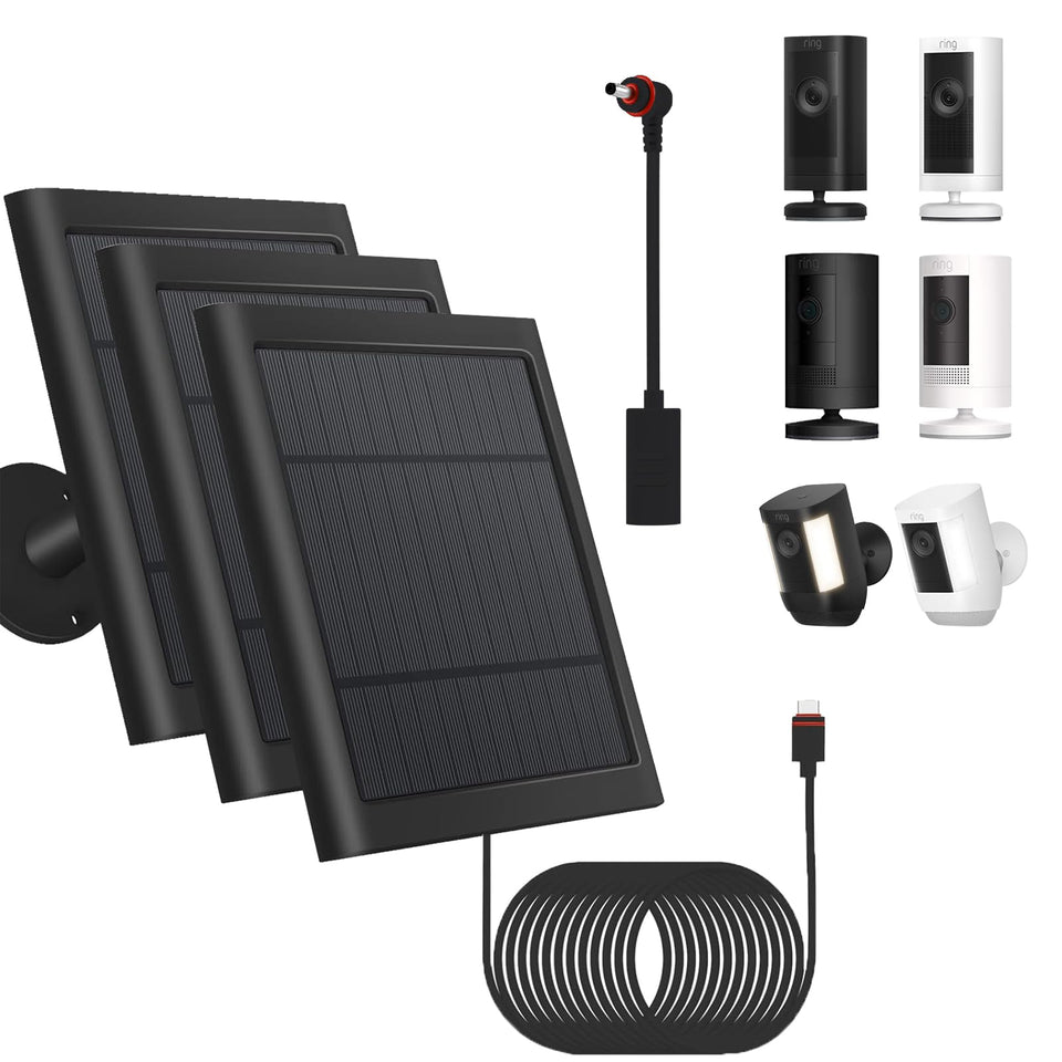 Fehuatenda solar panel mounted on eaves powering a security camera