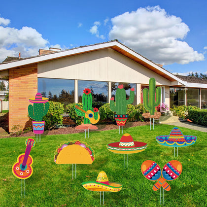 Feifeiya Cinco de Mayo yard sign cactus adds vibrant outdoor fiesta atmosphere.
