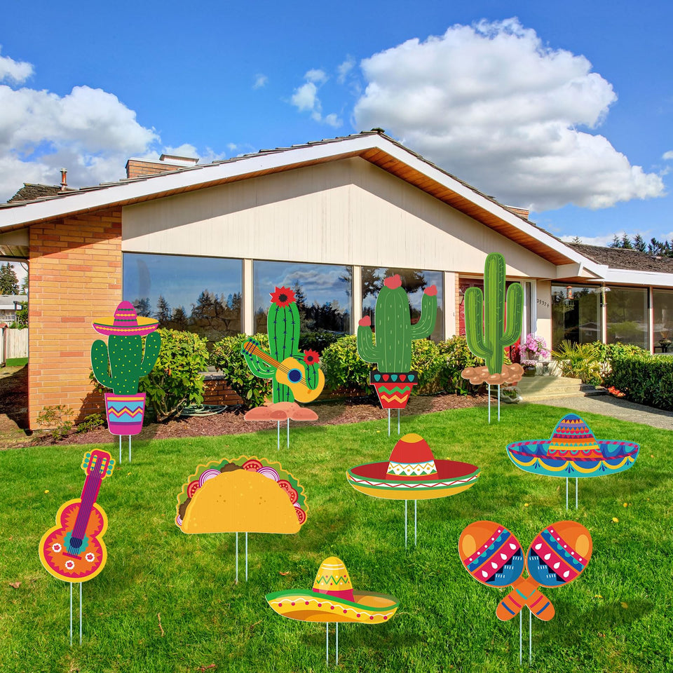 Feifeiya Cinco de Mayo yard sign cactus adds vibrant outdoor fiesta atmosphere.