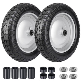 FEILOONG 14.5-inch flat-free wheelbarrow tire ready for replacement and maintenance-free use.