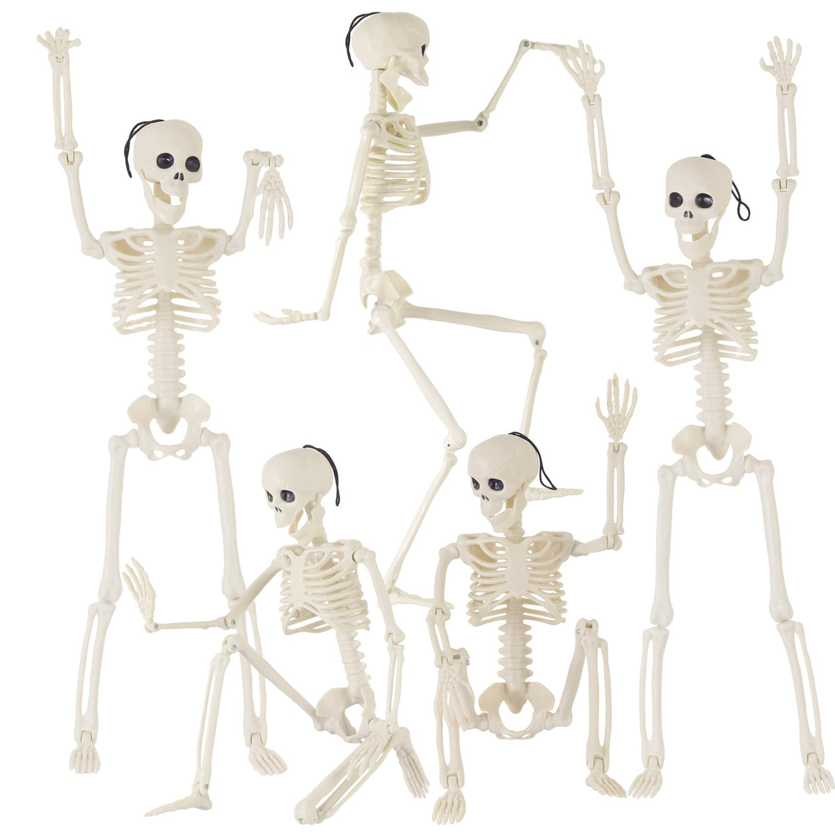 Feir 16-inch skeletons ready for assembly, flexible Halloween displays.