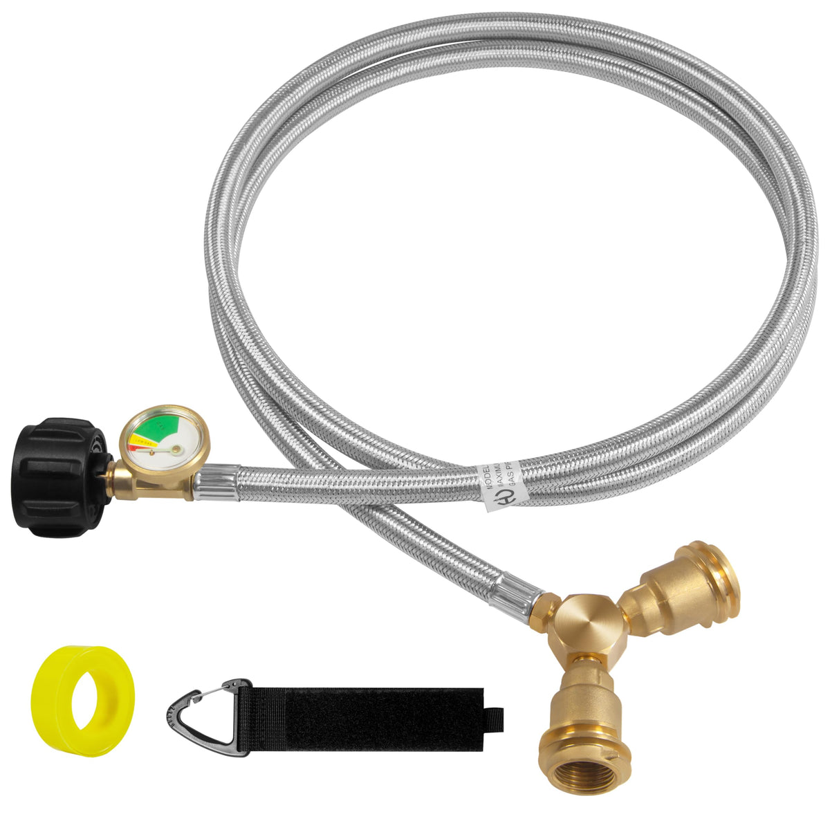Feirenql 6ft propane hose with two-way splitter and gauge for versatile outdoor cooking