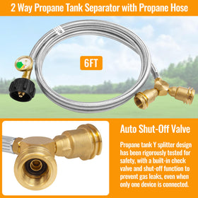 Feirenql 2-way propane splitter enables dual device use from one tank