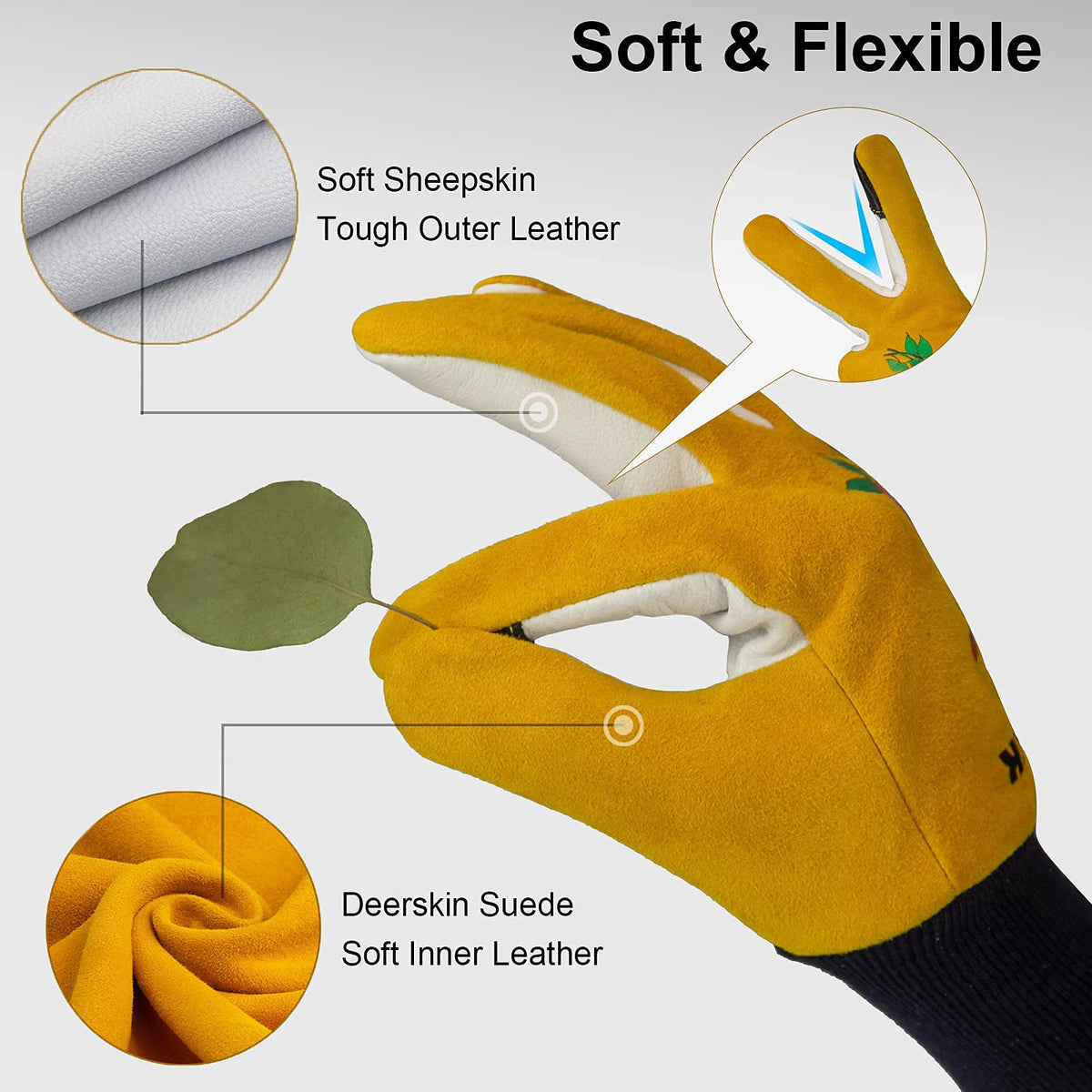 FEISHDEK cactus gloves in outdoor use, dust kept out by knit cuff