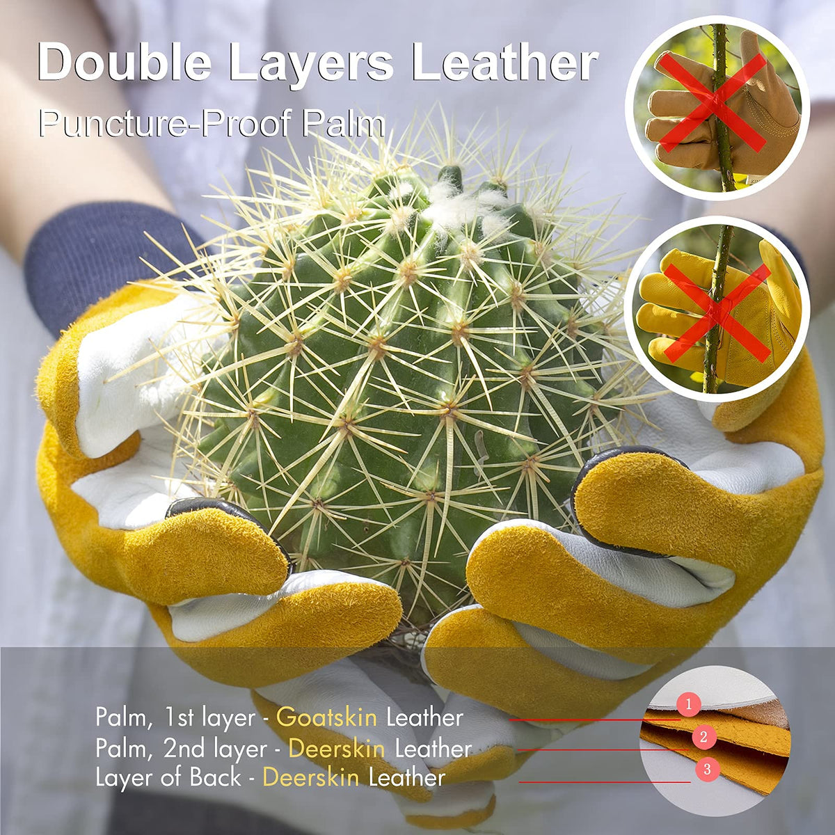 FEISHDEK cactus gloves two-layer palm protection for puncture resistance