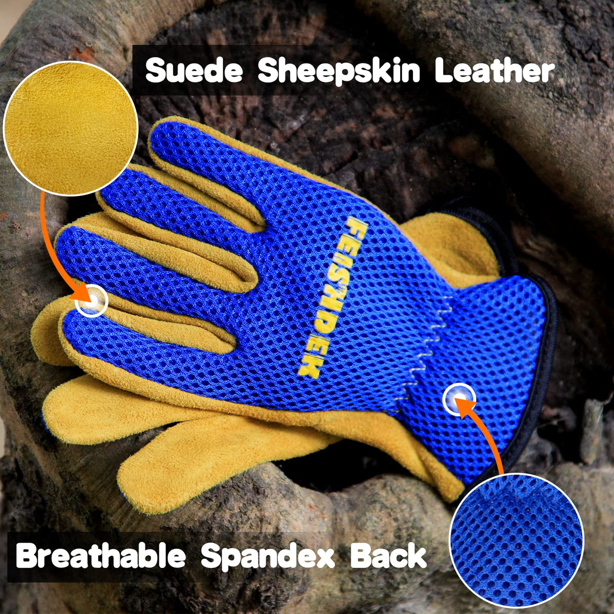 FEISHDEK kids gloves with blue small size worn by a child
