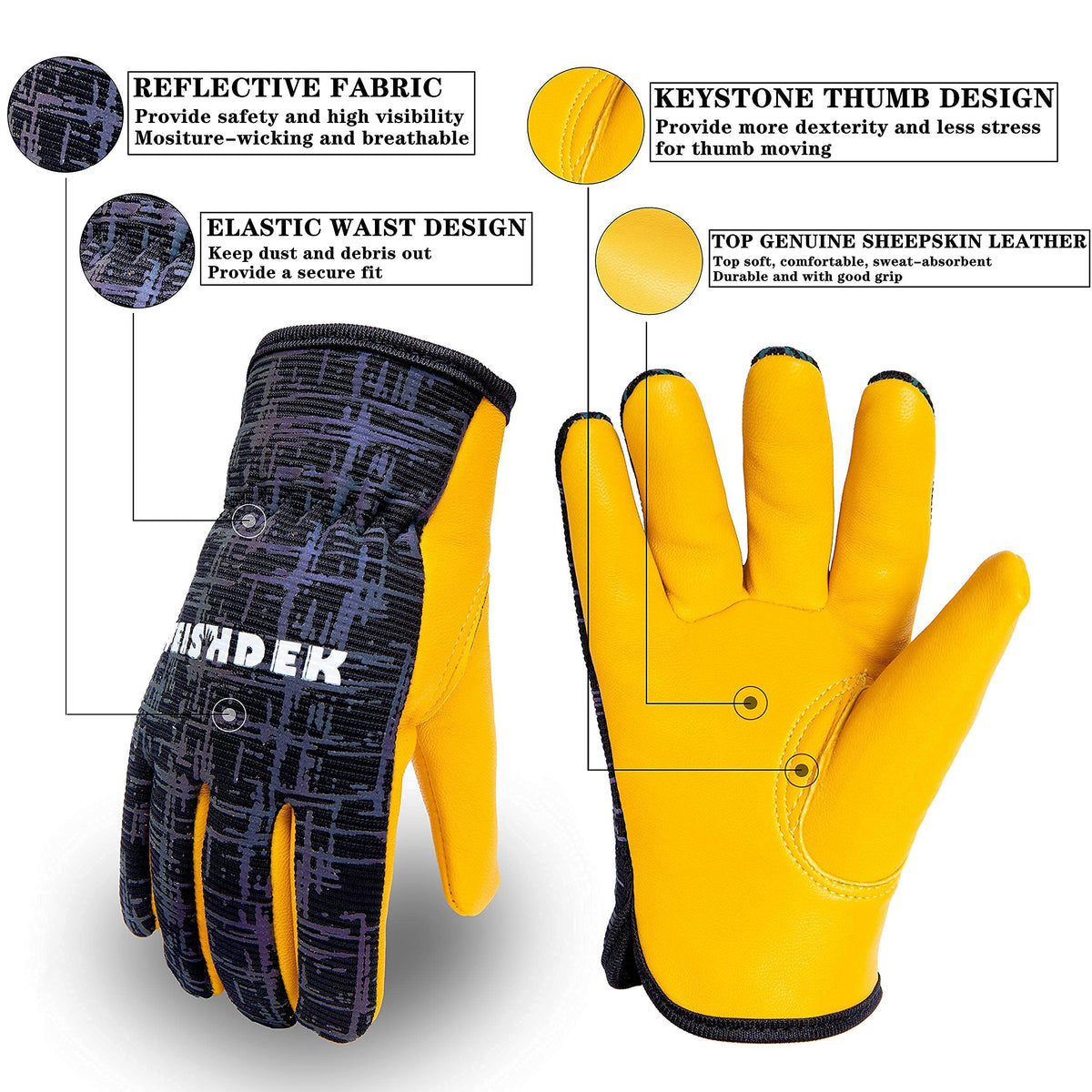 FEISHDEK Kids Safety Gloves elastic cuff for snug wear