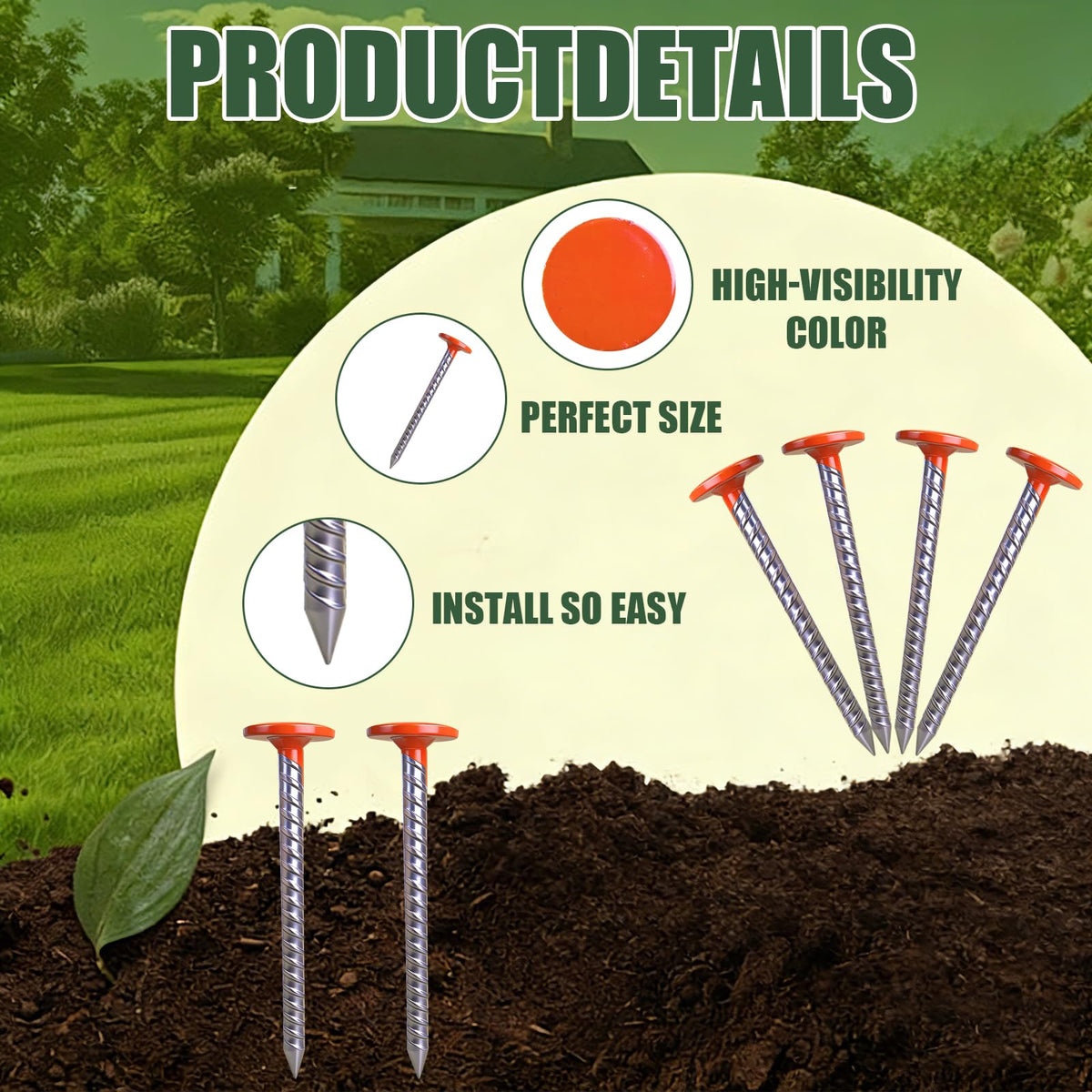 FEISHENLIAN orange boundary stake shown outdoors in varying weather