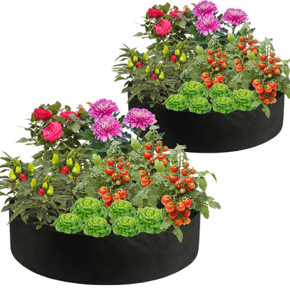 Feitore raised bed 50gal side view showing roomy round planting space