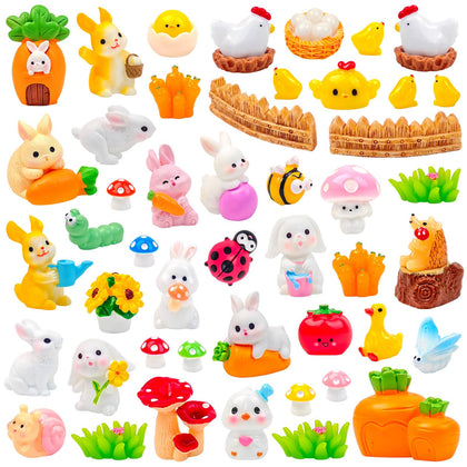 Feivando Easter bunny and chick figurines for festive tabletop decor