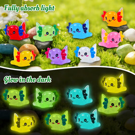 Feivando glow axolotl mini figurine shines, great for terrarium decorations.