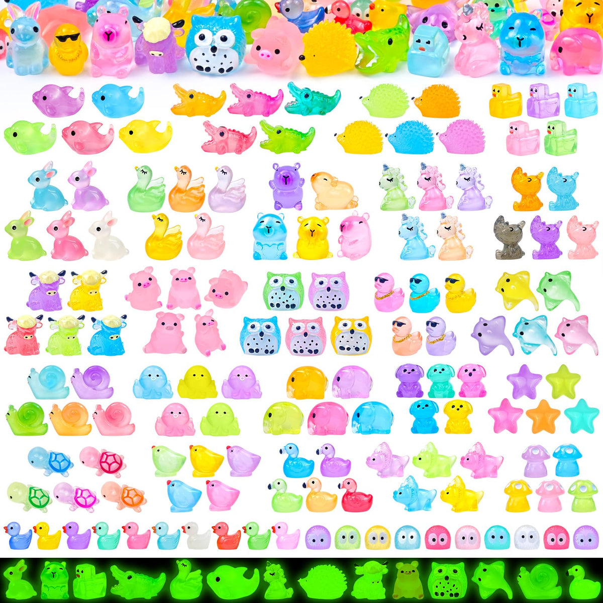 Feivando glow mini duck figure for fairy gardens with bright color and glow