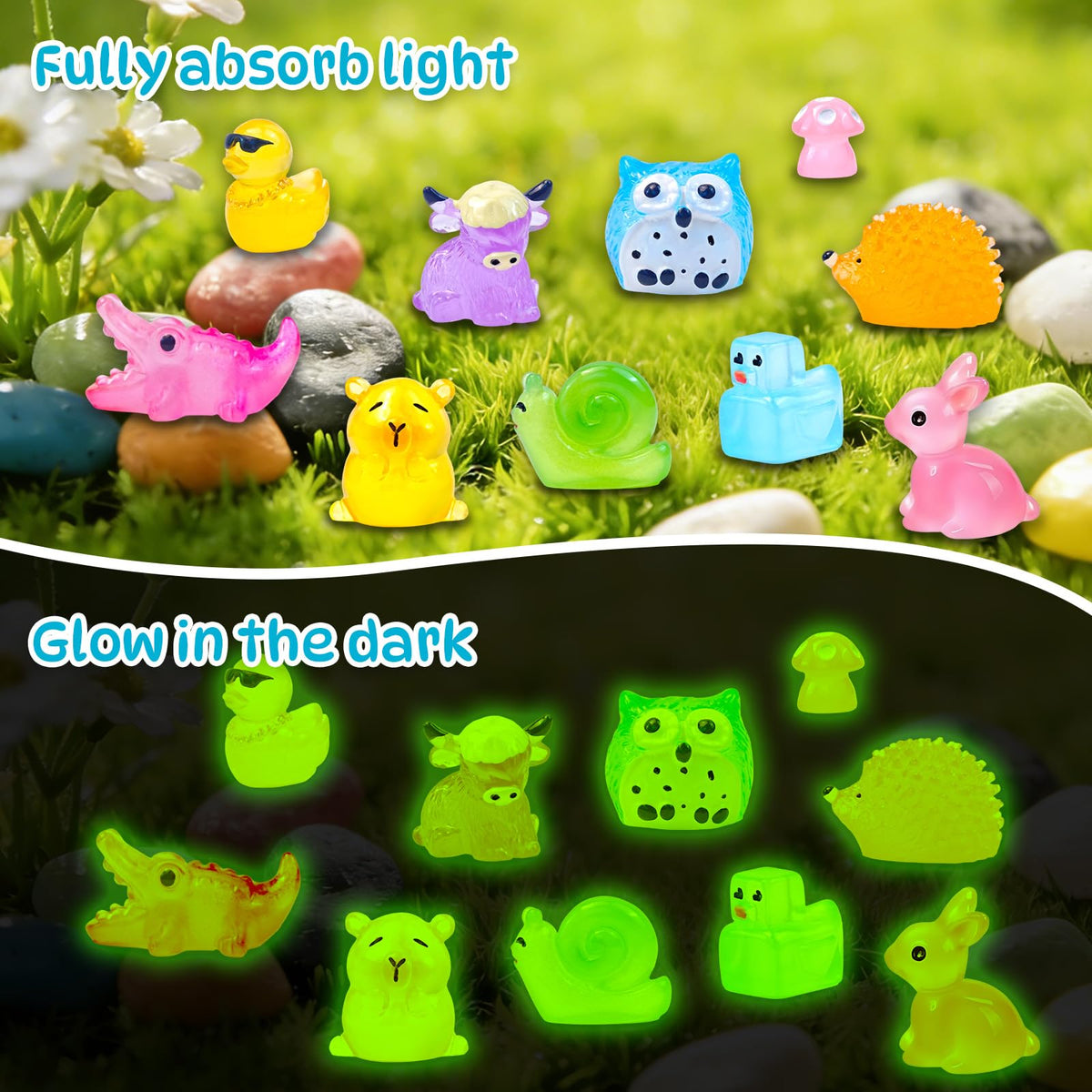 Feivando glow mini rabbit figure ideal indoor decor and DIY crafts