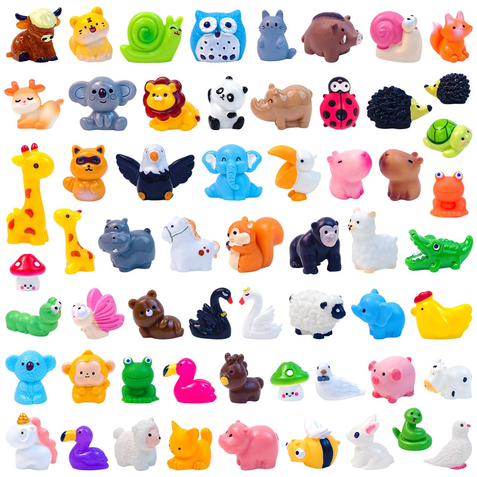 Feivando mini resin animals in 60 styles for versatile crafts and fairy garden scenes