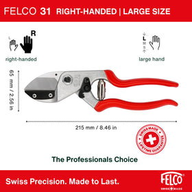 Close-up of Felco F31 anvil blade for hard wood cuts.