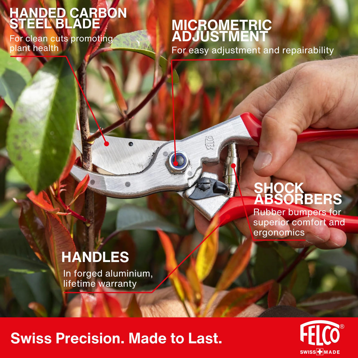 FELCO F4 aluminum handles showcase durability and lightweight pruning power.