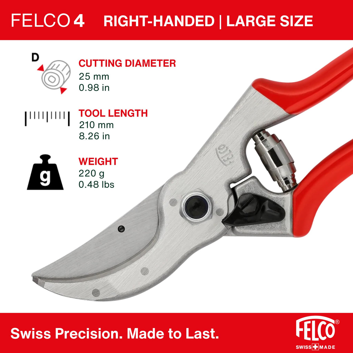 FELCO F4 with precision bypass blade demonstrated for clean pruning accuracy.