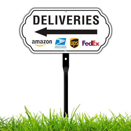 Felexdo deliveries sign arrow left 12x6 enhances visibility for curbside deliveries