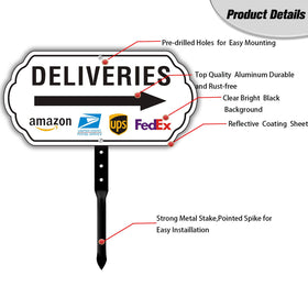 Felexdo Deliveries Sign mounted on stake improves curbside visibility.