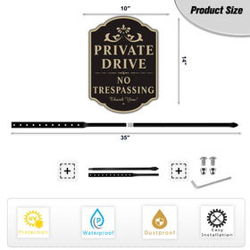 Felexdo private drive sign 36-inch steel stake for sturdy mounting