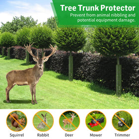 Expandable mesh tree protector close-up highlighting flexibility for various trunks.
